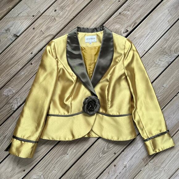 Lily & Taylor Women's Vintage Gold Taffeta Formal Jacket Size 14 - Picture 1 of 8